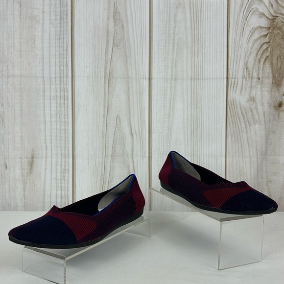 Rothy’s Pointer Ballerina Flats Fabric Comfort Slip-On Shoes Blue Red Size 8 - Picture 5 of 14